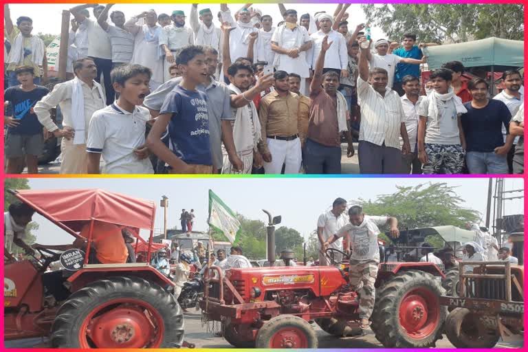 Farmers blocked NH-58 in Kazampur village of Modinagar in protest against agriculture bill