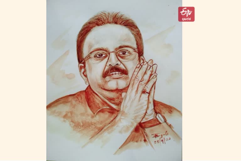 balasubrahmanyam through design a portrait with blood