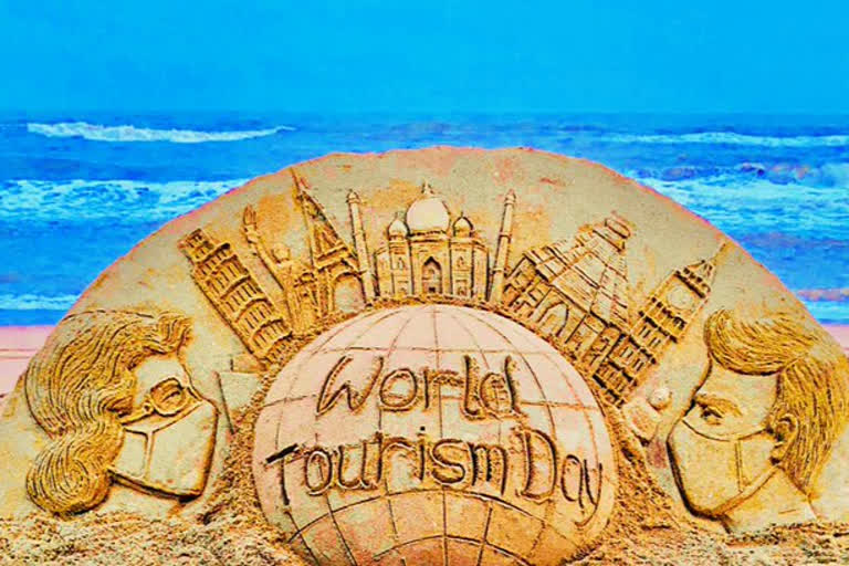 Odisha's sudarshan pattnaik creates sand Art to promote World tourism