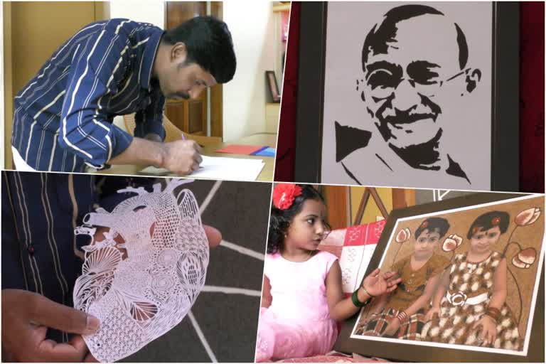 papaer craft by a teacher  കടലാസിൽ മനോഹര ശിൽപങ്ങൾ  പേപ്പര്‍ കട്ട് പോർട്രൈറ്റ്  കെ.എം. മനുമോൻ ഇടുക്കി  kn manumon idukki  paper cut portrait  ഇടുക്കി നെടുങ്കണ്ടം