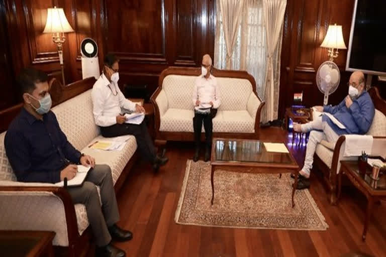 Amit Shah holds review meeting  Union Home Minister Amit Shah  meeting with senior officials of the Ministry of Home Affairs  G. Kishan Reddy and Nityanand Rai, Union Home Secretary Ajay Bhalla  Shah tested positive for Covid-19  അമിത് ഷായുടെ അധ്യക്ഷതയിൽ ആഭ്യന്തര സുരക്ഷ അവലോകന യോഗം ചേർന്നു  ആഭ്യന്തരമന്ത്രി  അമിത് ഷാ