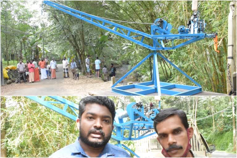 crane with a bike engine  kottayam news  ബൈക്ക് എഞ്ചിൻ കൊണ്ടൊരു ക്രെയിൻ  കോട്ടയം വാര്‍ത്തകള്‍