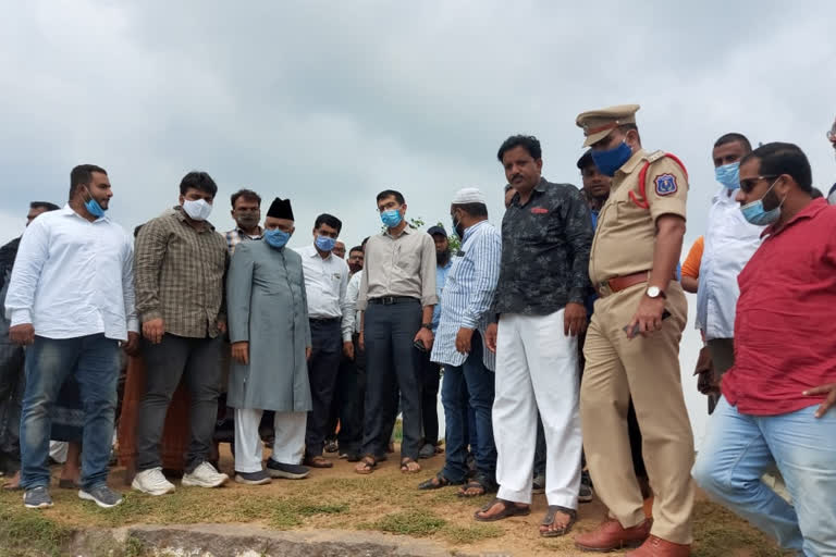 mla Syed ahmad pasha visit Flood prone areas at jalpally in rangareddy district