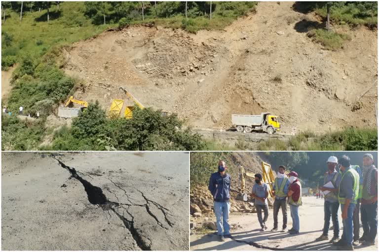 Traffic disrupted NH5  Traffic disrupted landslide  landslide NH5  Shimla Solan highway landslide  Kyari Bangla area landslide  ദേശീയപാത അഞ്ചില്‍ മണ്ണിടിച്ചില്‍  ഷിംല സോളന്‍ ദേശീയപാത  ഷിംലയില്‍ മണ്ണിടിച്ചില്‍  മണ്ണിടിച്ചിലില്‍ ഗതാഗത തടസം