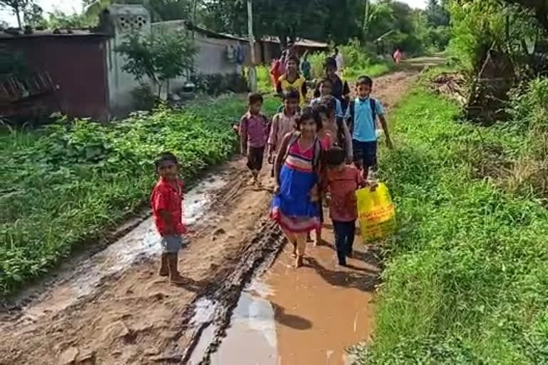 The Deteriorated road villagers demand that the road be built