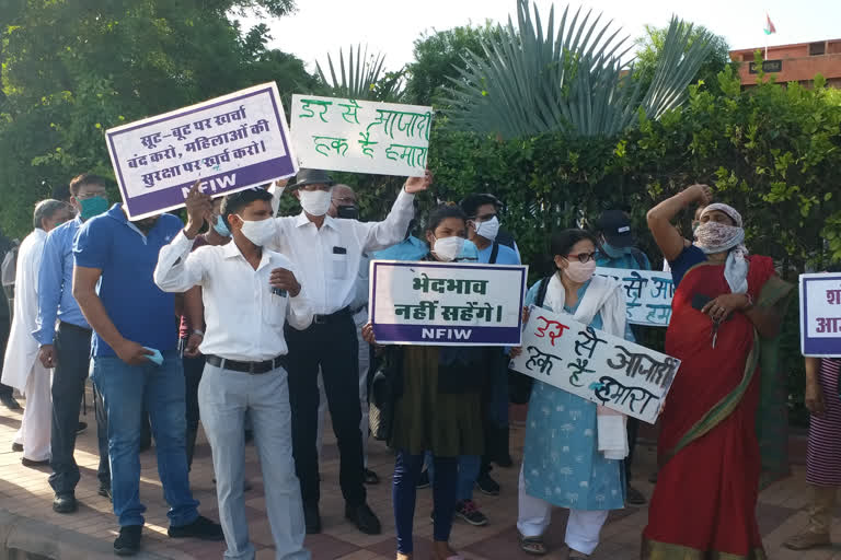 protest over hathras gang rape case in jaipur rajasthan