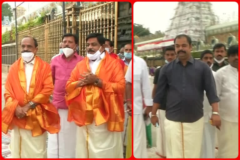 Tamil Nadu ministers visited to tirumala