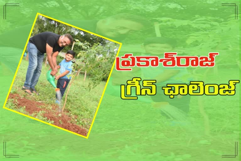 గ్రీన్​ ఛాలెంజ్​: కుమారుడితో కలిసి మొక్కలు నాటిన ప్రకాశ్​రాజ్​