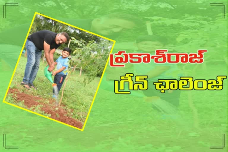 గ్రీన్​ ఛాలెంజ్​: కుమారుడితో కలిసి మొక్కలు నాటిన ప్రకాశ్​రాజ్​