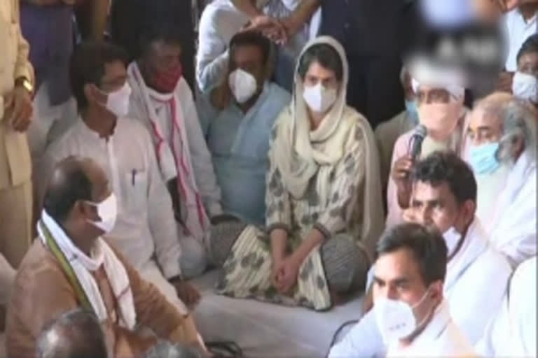 Priyanka Gandhi attends prayer meet for Hathras victim in Delhi