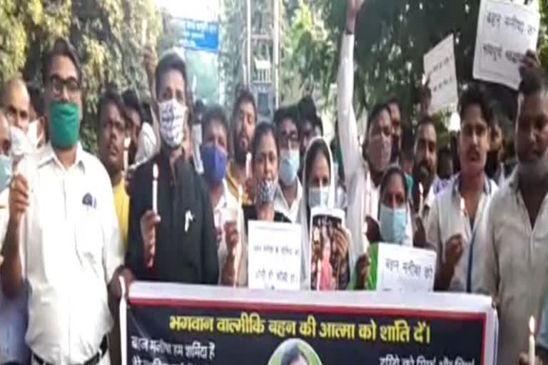 hathras gang rape case: candle march in moradabad