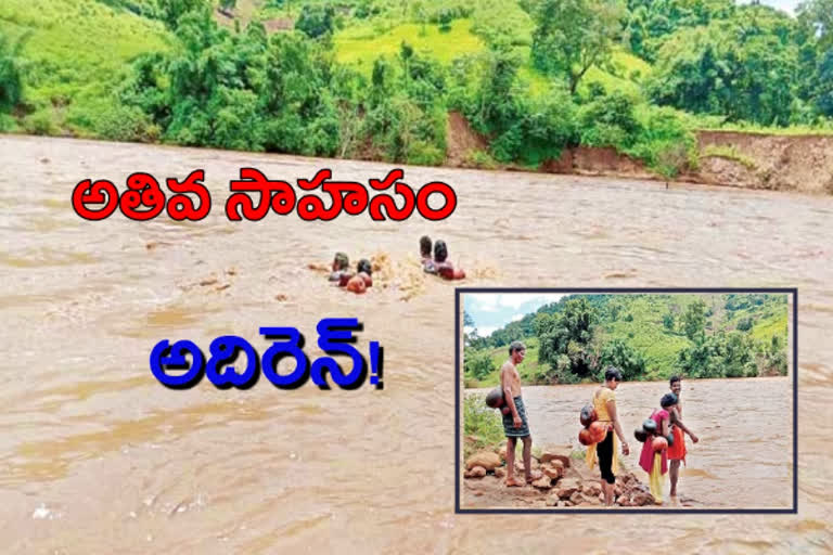 Odisha Anganwadi activists goes to work by swimming through a river