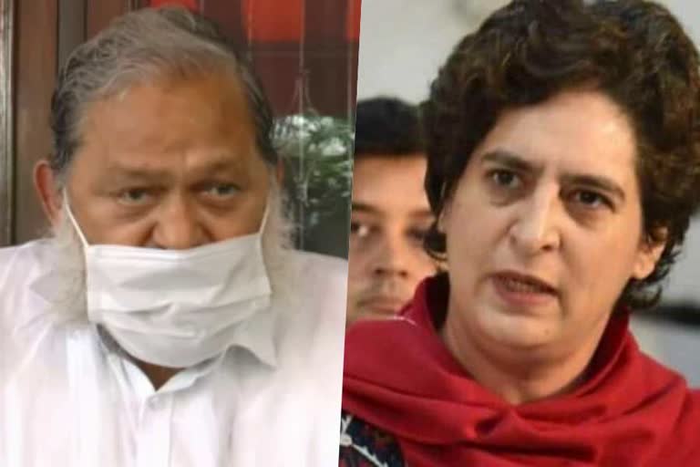 anil vij statement on priyanka gandhi