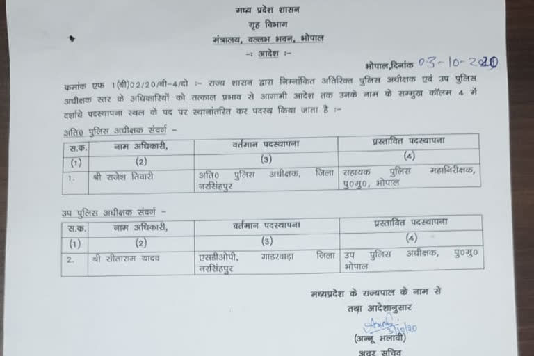 ASP and SDOP transferred in Narsinghpur rape case