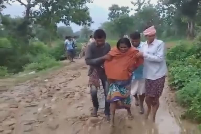 ambulance could not reached at village, Pregnant lady walked in kalahandi