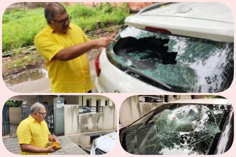 TDP spokesperson Pattabhi's car was destroyed at vijayawada