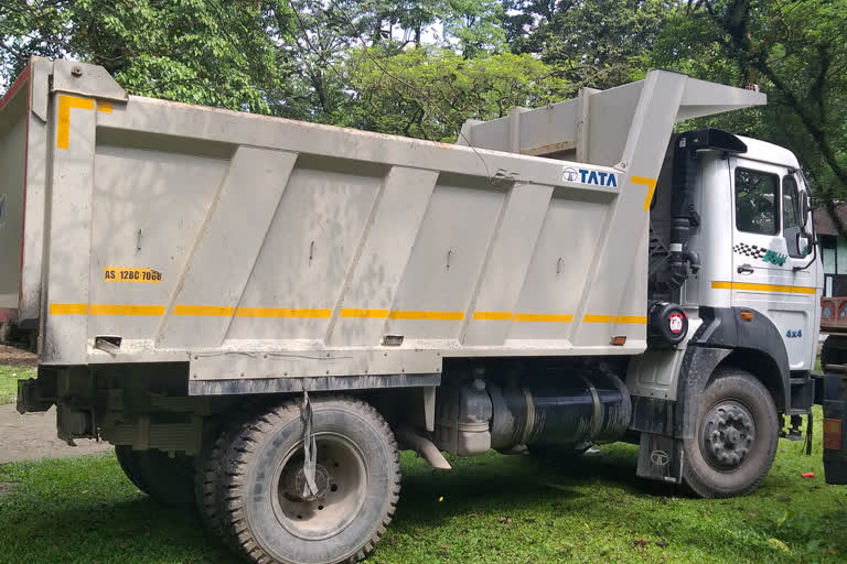 Illegal sand and gravel dumper seized in Bihali