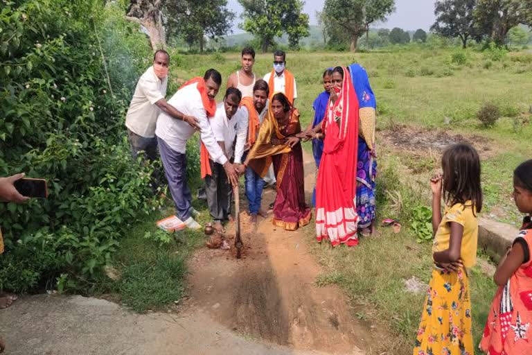 bhoomi pujan for CC Road construction