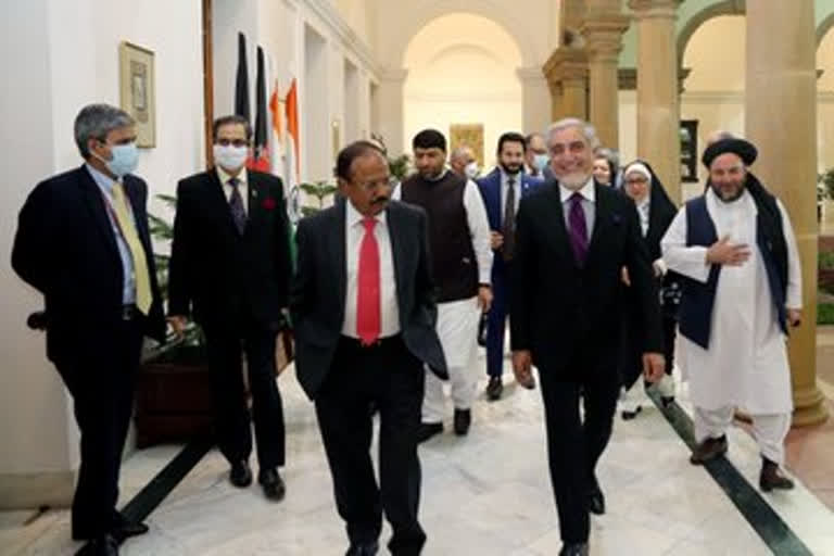 Head Of Afghan Peace Council Abdullah Abdullah Holds Talks With NSA Doval