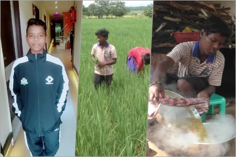 National level woman footballer toils hard, National level woman footballer toils hard in paddy fields, footballer Lakshmi Munda, footballer Lakshmi Munda news, footballer Lakshmi Munda latest news, ಹೊಲದಲ್ಲಿ ಕಷ್ಟಪಡುತ್ತಿರುವ ರಾಷ್ಟ್ರ ಮಟ್ಟದ ಫುಟ್ಬಾಲ್​ ಆಟಗಾರ್ತಿ, ಭತ್ತದ ಹೊಲದಲ್ಲಿ ಕಷ್ಟಪಡುತ್ತಿರುವ ರಾಷ್ಟ್ರ ಮಟ್ಟದ ಫುಟ್ಬಾಲ್​ ಆಟಗಾರ್ತಿ, ಪುಟ್ಬಾಲ್​ ಆಟಗಾರ್ತಿ ಲಕ್ಷ್ಮಿ ಮುಂಡಾ, ಪುಟ್ಬಾಲ್​ ಆಟಗಾರ್ತಿ ಲಕ್ಷ್ಮಿ ಮುಂಡಾ ಸುದ್ದಿ,