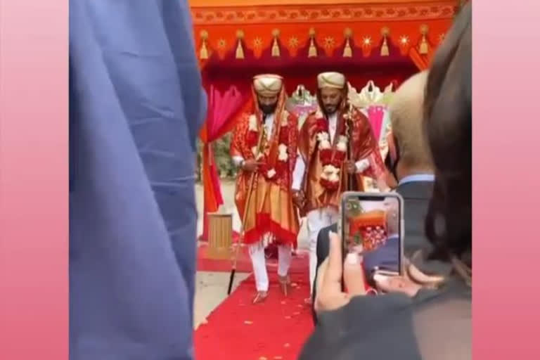 Same-sex marriage of a Kodagu man In America using kodagu Traditional dress