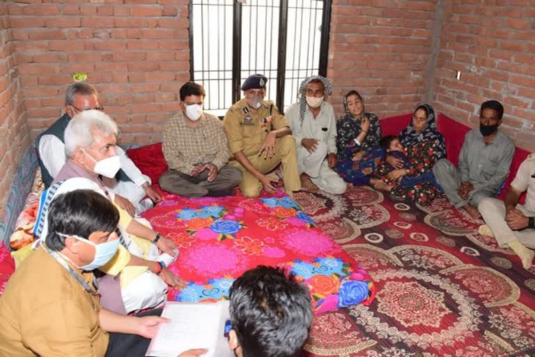 Shopian gunfight: L-G Manoj Sinha visit families of killed Rajouri youth