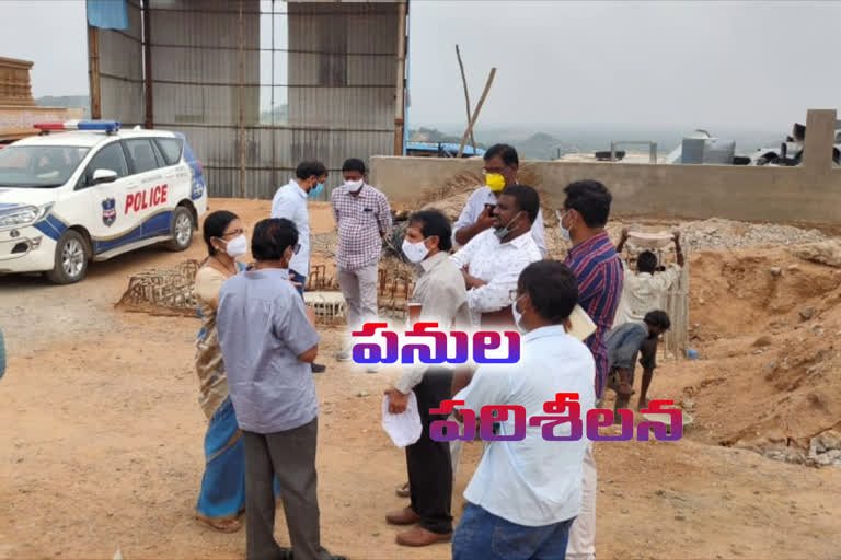 yadadri temple works inspected by ytda officers and EO