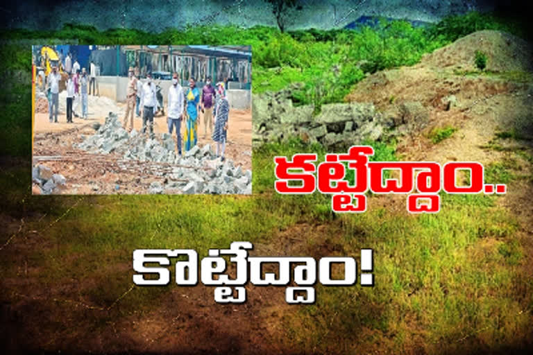 Illegal constructions in government land in Hyderabad