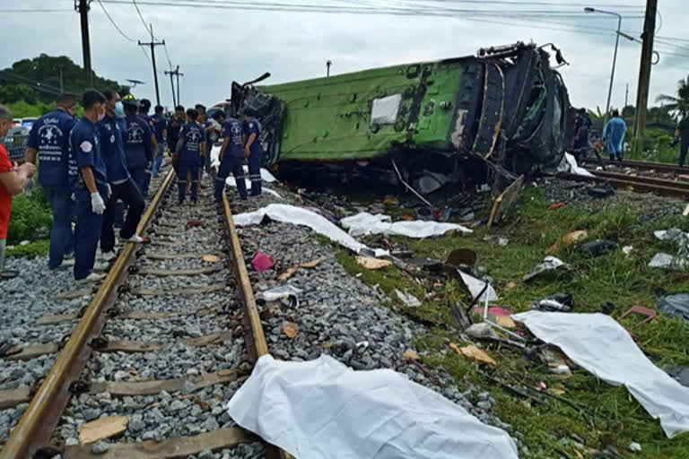 Bus-train collision in central Thailand