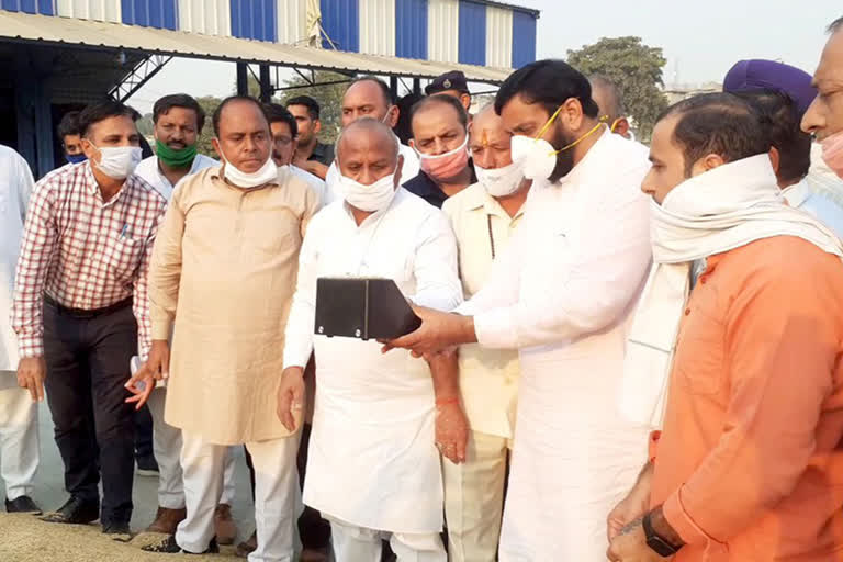 mp nayab saini inspection procurement of paddy in radaur grain market