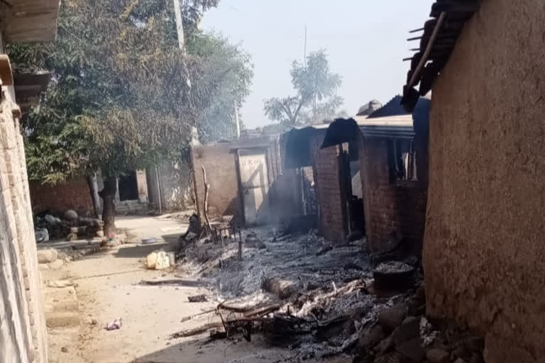 The tank kept in the raw house is torn, the house stuff burnt in ujjain