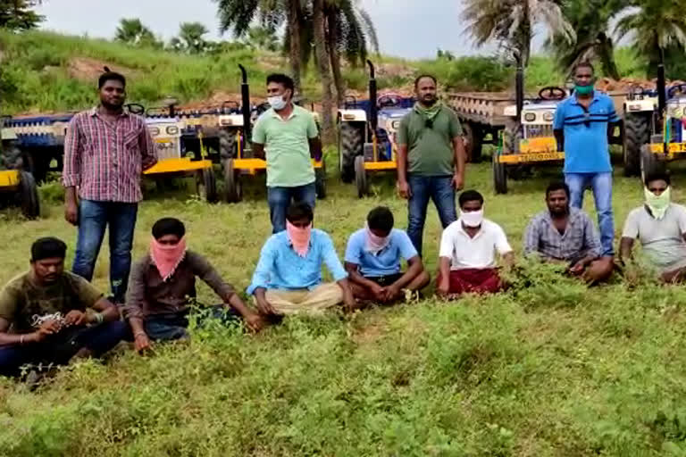 tractors and eight members arrested in manciryal district