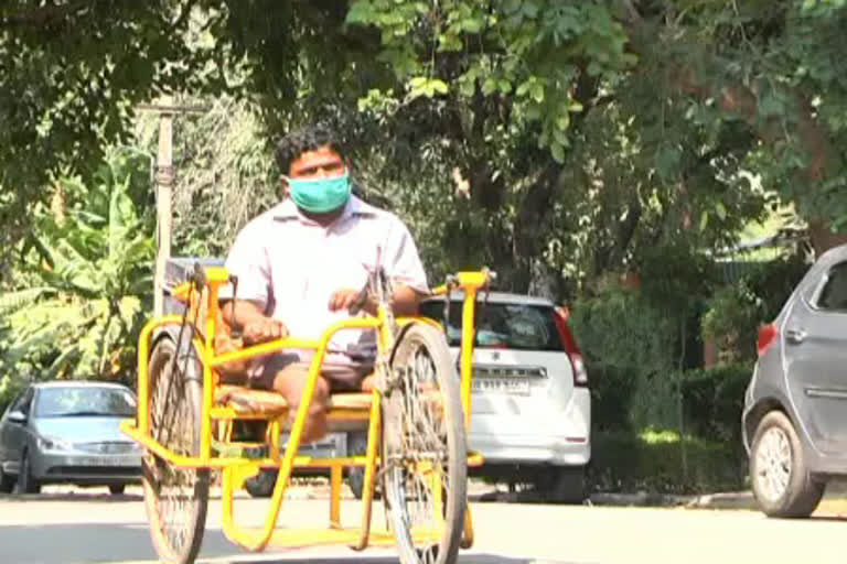 disabled person reaches chandigarh from Sonipat to meet Bhupinder Hooda for help