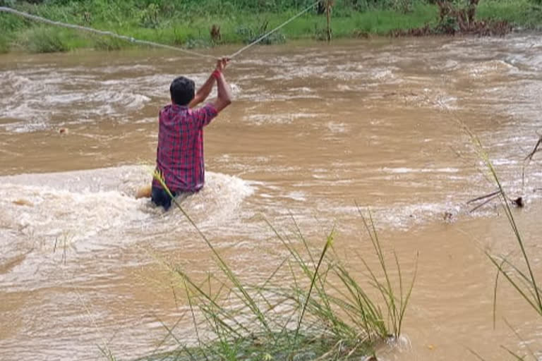 A Teacher risked his life to reach school