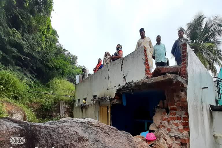 A large rock fell on The house in hyderabad