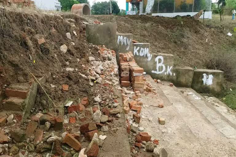 Wall build on nirmala ghat collapsed