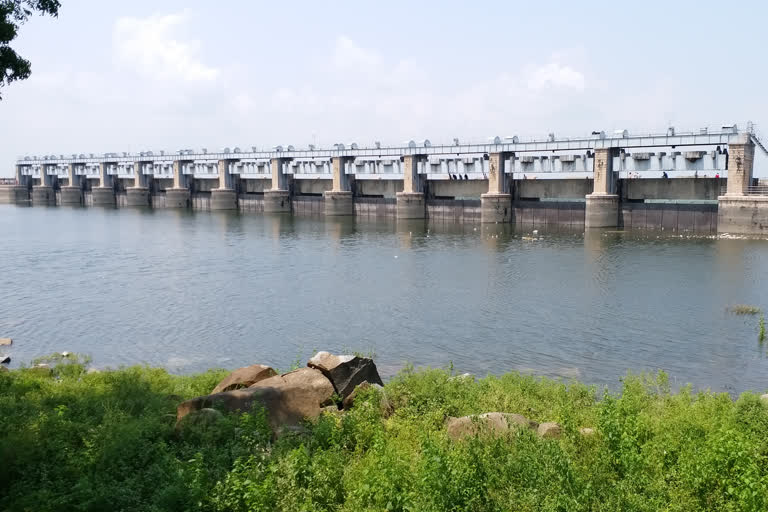 Heavy flood water entering the Nijansagar project in Kamareddy district