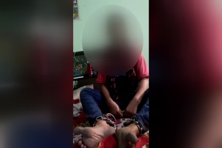 husband tied her wife with chained