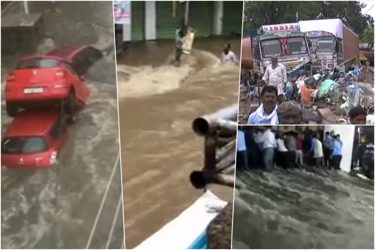 hyderabad flood  തെലങ്കാനയുടെ ദൃശ്യങ്ങൾ  മഴ  hyderabad flood