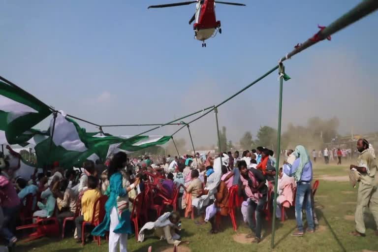 pandal flew out during cm nitish kumar helicopter landing in munger