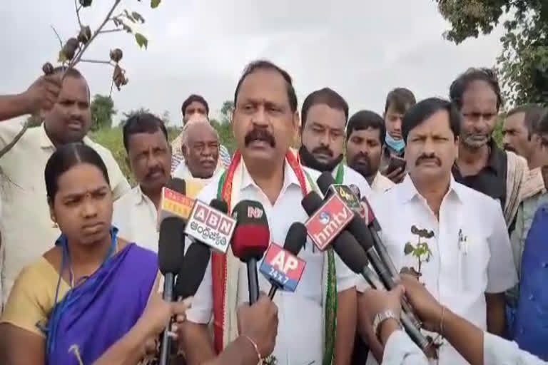 dcc  president t ram mohan rao and lal krishna at crops in vikarabad