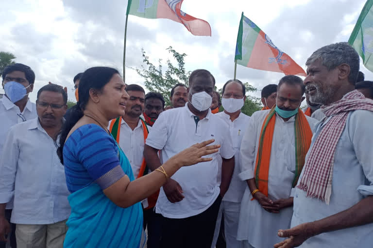 bjp leaders visited at alerru submerged crops