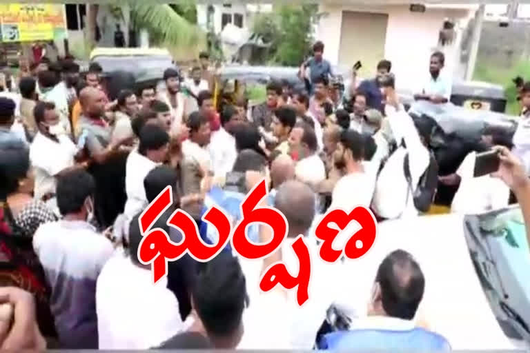 clashes between trs and bjp leaders in hayathnagar in rangareddy district