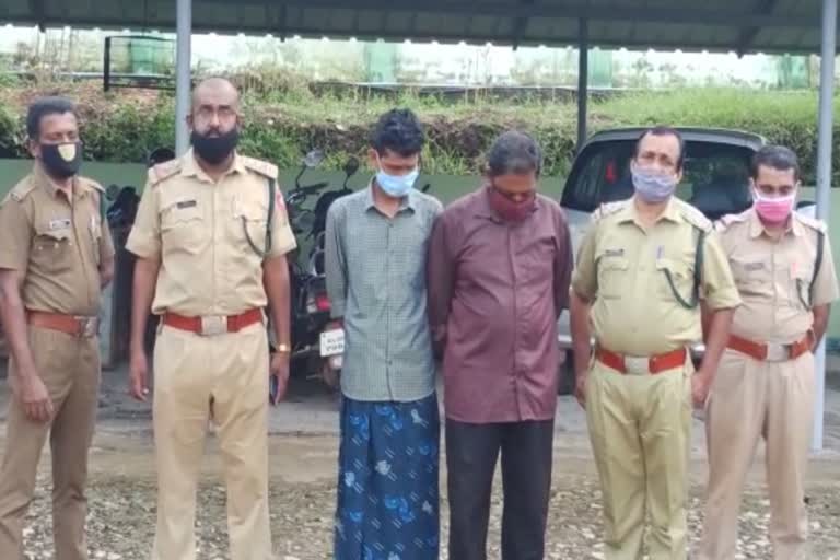 Wild boar hunting  Two arrested in Pathanadapuram  കാട്ടുപന്നിവേട്ട  പത്തനാപുരത്ത് രണ്ടുപേര്‍ അറസ്റ്റില്‍  പത്തനാപുരത്ത് രണ്ടുപേര്‍ അറസ്റ്റില്‍ വാര്‍ത്ത  കാട്ടുപന്നിവേട്ട വാര്‍ത്ത