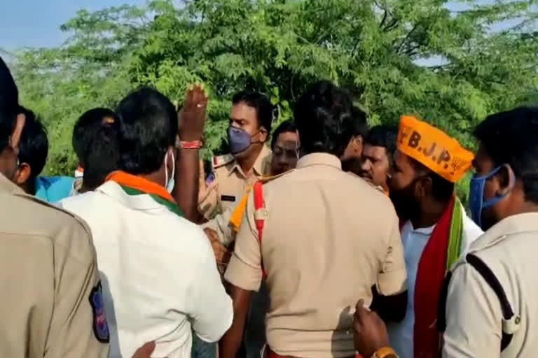 police arrest bjp leaders in nagarkurnool  district