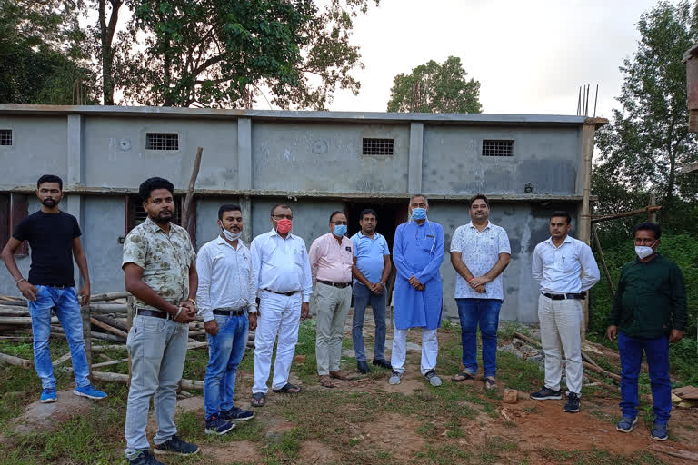 heads of society inspected under construction building  of Brahmin Kshatriya and Swarnkar Samaj in Rajpur of balrampur