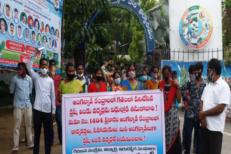 social rights leaders protest at vizianagarram district