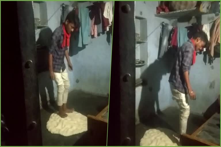 kneading dough with feet, video of pani puri vendors