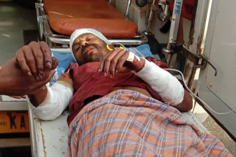 A bear attack on a man in Shigavi Taluk