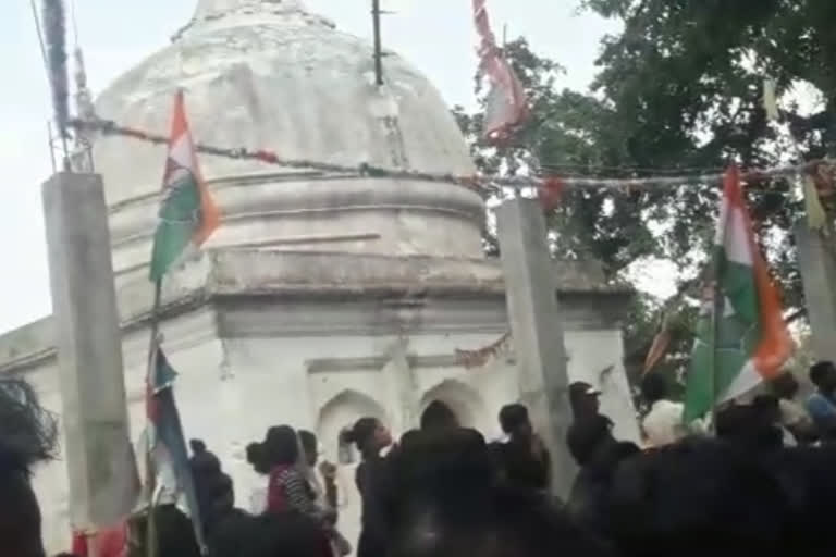 Congress flag on temple